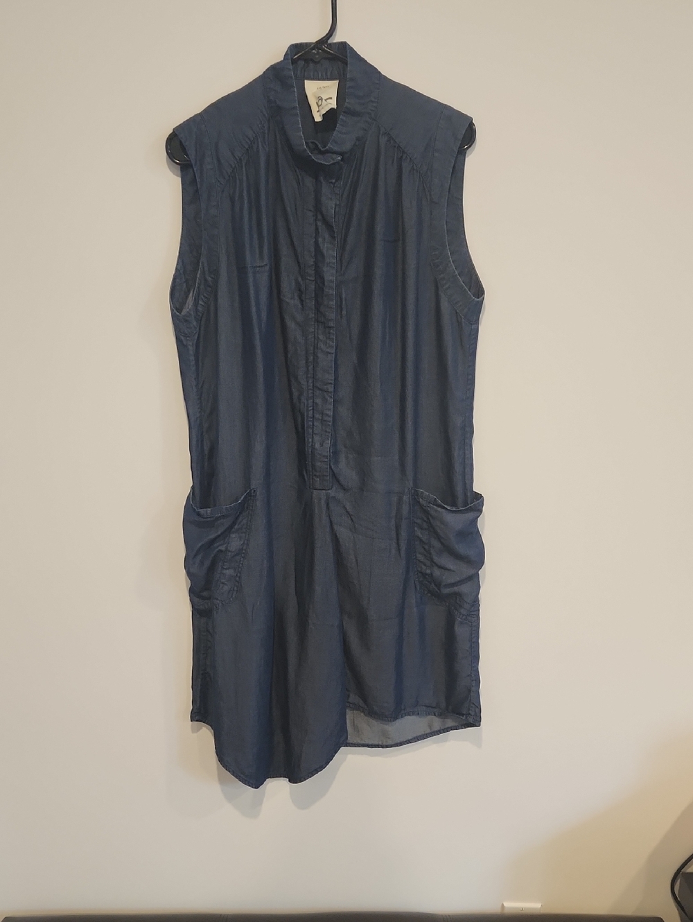 Sleeveless Dark Blue Denim Asymetrical‎ Tunic Dress